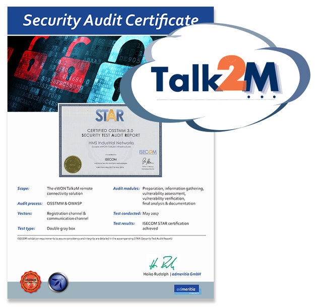 eWON® Talk2M s bezpečnostním certifikátem ISECOM STAR